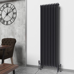 Bern 1800 x 560mm Traditional Anthracite Vertical Four Column Radiator