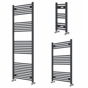 Bergen - Straight Anthracite Heated Towel Rail - Choice of Size