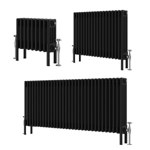 Bern - Traditional Black Horizontal Four Column Radiator - Choice of Size