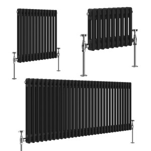 Bern - Black Traditional Horizontal Double Column Radiator - Choice of Size