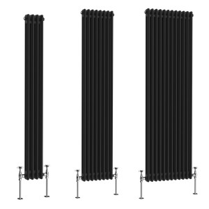 Bern - Black Traditional Vertical Double Column Radiator - Choice of Size