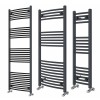 Fjord - Curved Anthracite Heated Towel Rail - Choice of Size