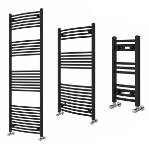 Fjord - Curved Black Heated Towel Rail - Choice of Size