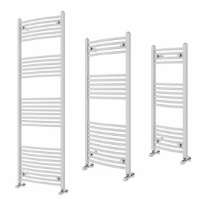 Fjord - Curved White Heated Towel Rail - Choice of Size