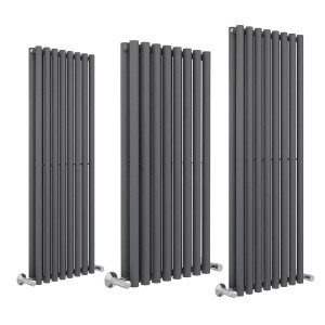 Voss Anthracite Round Tube Vertical Radiator - Choice of Width