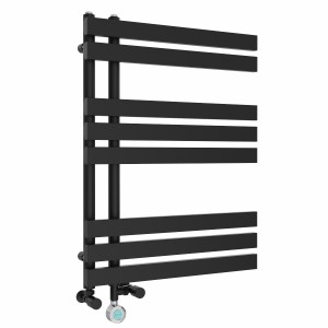 Koli 800 x 600mm Dual Fuel Black Thermostatic Touch Control Electric Heated Towel Rail