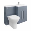 Calm Gloss Grey Right Hand Combination Vanity Unit Basin L Shape with Back to Wall RAK Resort Toilet & Soft Close Seat & Concealed Cistern - 1100mm