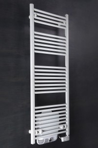 Bergen 1450 x 600mm Straight White Electric Towel Rail With 800W Blower 