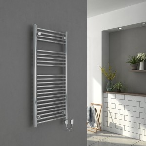 Bergen 1100 x 500mm Straight Chrome Electric Heated Thermostatic Towel Rail