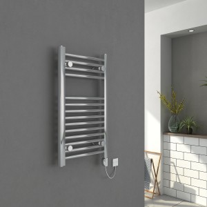 Bergen 700 x 400mm Straight Chrome Electric Heated Thermostatic Towel Rail