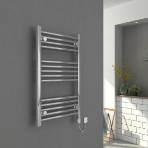 Bergen 800 x 500mm Straight Chrome Electric Heated Thermostatic Towel Rail