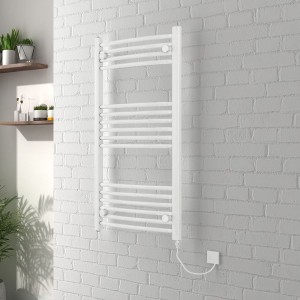 Vienna 1000 x 500mm Curved White Electric Heated Towel Rail