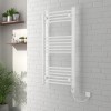 Curved White Electric Heated Thermostatic Towel Rail