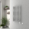 Vienna 1000 x 500mm Curved Chrome Electric Heated Thermostatic Towel Rail