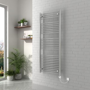 Vienna 1500 x 600mm Curved Chrome Electric Heated Thermostatic Towel Rail