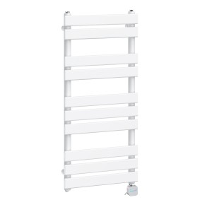 Juva - White Flat Panel Electric Heated Towel Rail - Choice of Size and Element