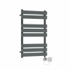 Juva 800 x 500mm Sand Grey Flat Panel Electric Towel Rail with Chrome LCD Display Thermostatic Element