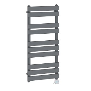 Juva - Sand Grey Flat Panel Electric Heated Towel Rail - Choice of Size and Element