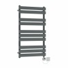 Juva 1000 x 600mm Sand Grey Flat Panel Electric Towel Rail with Chrome LCD Display Thermostatic Element