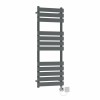 Juva 1200 x 450mm Sand Grey Flat Panel Electric Towel Rail with Chrome LCD Display Thermostatic Element