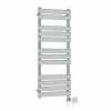 Juva 1200 x 500mm Chrome Flat Panel Electric Towel Rail with Chrome LCD Display Thermostatic Element