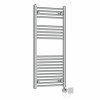 Bergen 1100 x 500mm Straight Chrome Electric Towel Rail with Chrome LCD Display Thermostatic Element