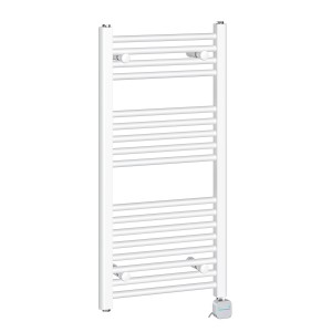 Bergen 900 x 450mm Straight White Thermostatic Bluetooth Electric Heated Towel Rail