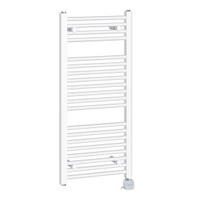 Bergen 970 x 450mm Straight White Thermostatic Bluetooth Electric Heated Towel Rail