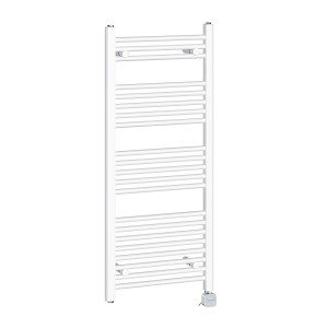 Bergen 1150 x 500mm Straight White Thermostatic Bluetooth Electric Heated Towel Rail