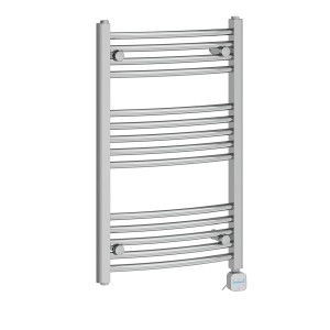 Fjord 800 x 500mm Curved Chrome Thermostatic Bluetooth Electric Heated Towel Rail