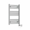 Fjord 800 x 500mm Curved Chrome Electric Towel Rail with Chrome LCD Display Thermostatic Element