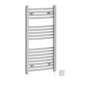 Fjord 900 x 450mm Curved Chrome Electric Heated Towel Rail