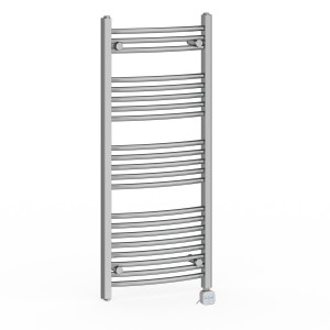 Fjord 1150 x 500mm Curved Chrome Thermostatic Bluetooth Electric Heated Towel Rail