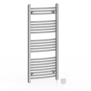 Fjord 1150 x 500mm Curved Chrome Electric Heated Towel Rail