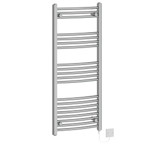 Fjord 1200 x 500mm Curved Chrome Electric Heated Towel Rail