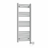 Fjord 1200 x 500mm Curved Chrome Electric Towel Rail with Chrome LCD Display Thermostatic Element