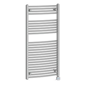 Fjord 1200 x 600mm Curved Chrome Thermostatic Bluetooth Electric Heated Towel Rail