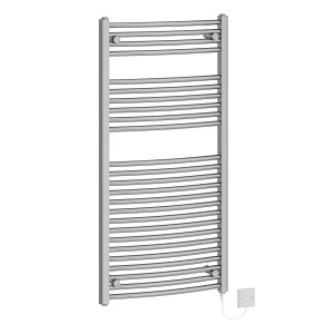 Fjord 1200 x 600mm Curved Chrome Electric Heated Towel Rail