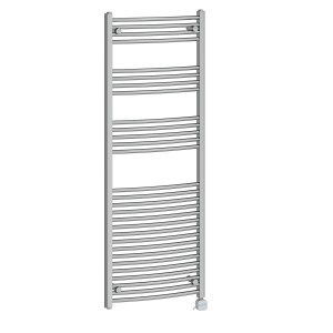 Fjord 1600 x 600mm Curved Chrome Thermostatic Bluetooth Electric Heated Towel Rail