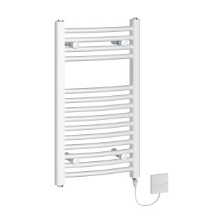 Fjord 700 x 400mm Curved White Electric Heated Towel Rail