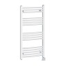 Fjord 1000 x 500mm Curved White Thermostatic Bluetooth Electric Heated Towel Rail