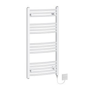 Fjord 1000 x 500mm Curved White Electric Heated Towel Rail