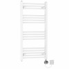 Fjord 1000 x 500mm Curved White Electric Towel Rail with Chrome LCD Display Thermostatic Element