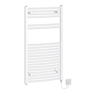 Fjord 1100 x 600mm Curved White Electric Heated Towel Rail