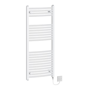 Fjord 1200 x 500mm Curved White Electric Heated Towel Rail