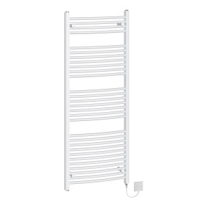 Fjord 1500 x 600mm Curved White Electric Modern Heated Towel Rail