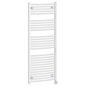 Fjord 1545 x 600mm Curved White Thermostatic Bluetooth Electric Heated Towel Rail