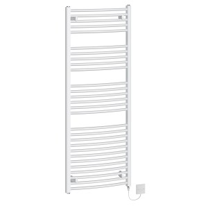 Fjord 1545 x 600mm Curved White Electric Heated Towel Rail