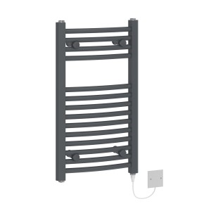 Fjord 700 x 400mm Curved Grey Electric Heated Towel Rail