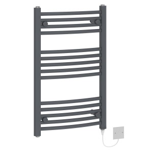 Fjord 800 x 500mm Curved Grey Electric Heated Towel Rail
